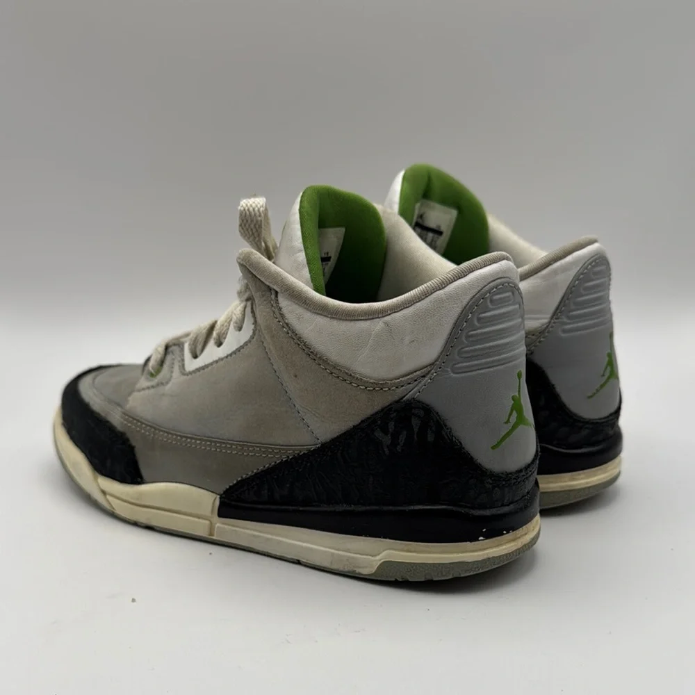 Air Jordan 3‎ Retro Basketball Sneakers Grey Black Green Youth Size 2Y